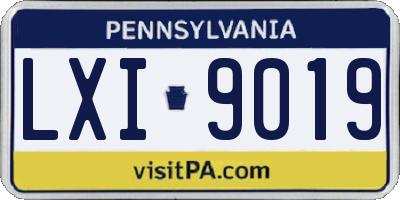 PA license plate LXI9019