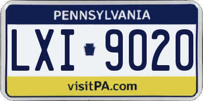 PA license plate LXI9020