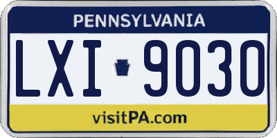 PA license plate LXI9030
