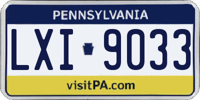 PA license plate LXI9033
