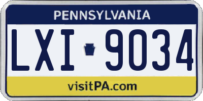 PA license plate LXI9034