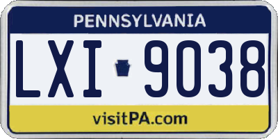 PA license plate LXI9038