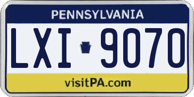 PA license plate LXI9070