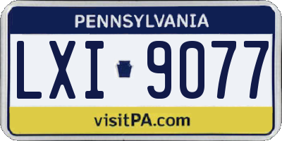 PA license plate LXI9077