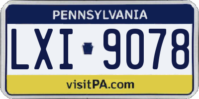 PA license plate LXI9078