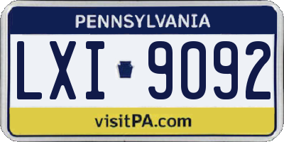 PA license plate LXI9092