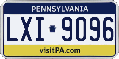 PA license plate LXI9096