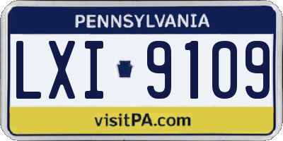 PA license plate LXI9109