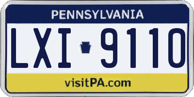 PA license plate LXI9110