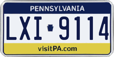PA license plate LXI9114