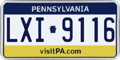 PA license plate LXI9116