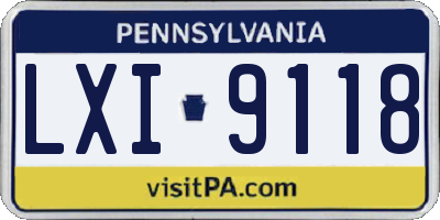 PA license plate LXI9118