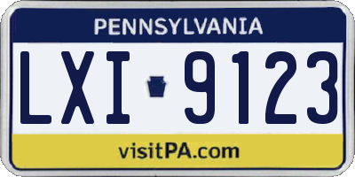 PA license plate LXI9123