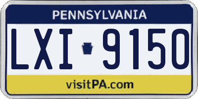 PA license plate LXI9150
