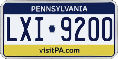 PA license plate LXI9200