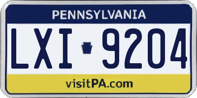 PA license plate LXI9204
