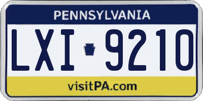 PA license plate LXI9210