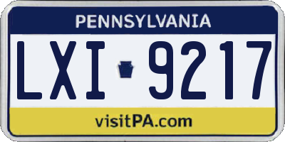 PA license plate LXI9217