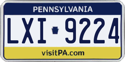 PA license plate LXI9224