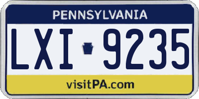 PA license plate LXI9235