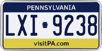 PA license plate LXI9238