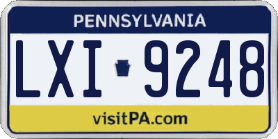 PA license plate LXI9248