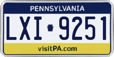 PA license plate LXI9251