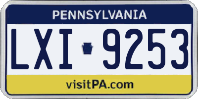 PA license plate LXI9253