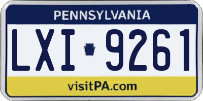 PA license plate LXI9261