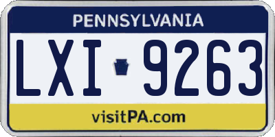 PA license plate LXI9263