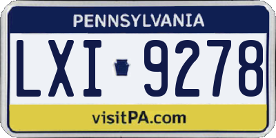 PA license plate LXI9278