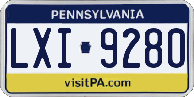 PA license plate LXI9280