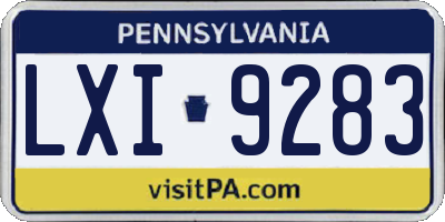 PA license plate LXI9283