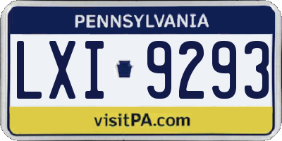 PA license plate LXI9293