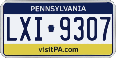PA license plate LXI9307
