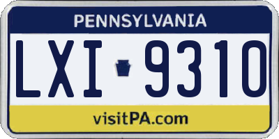 PA license plate LXI9310