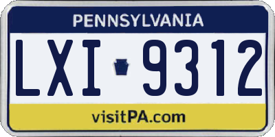 PA license plate LXI9312