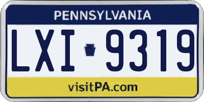 PA license plate LXI9319