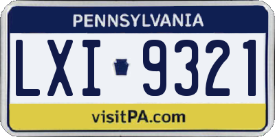 PA license plate LXI9321