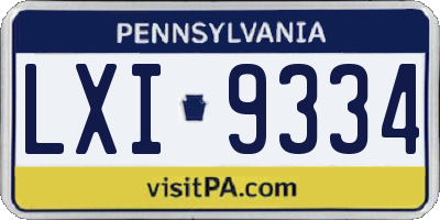 PA license plate LXI9334