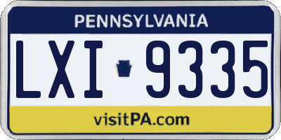 PA license plate LXI9335