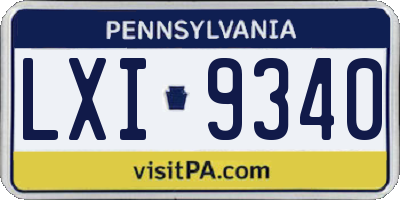 PA license plate LXI9340