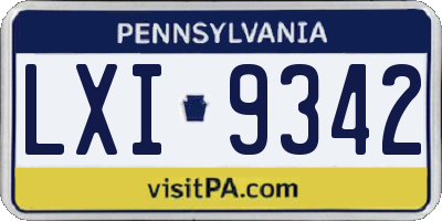 PA license plate LXI9342