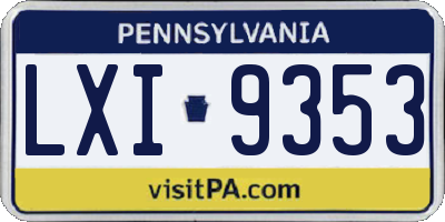 PA license plate LXI9353