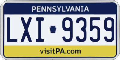PA license plate LXI9359