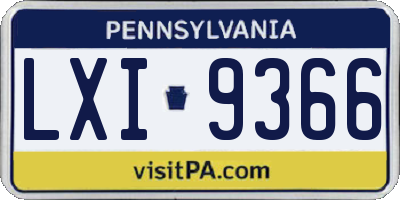 PA license plate LXI9366
