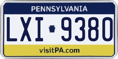 PA license plate LXI9380