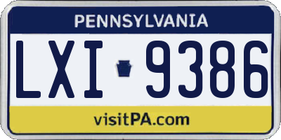 PA license plate LXI9386