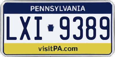 PA license plate LXI9389
