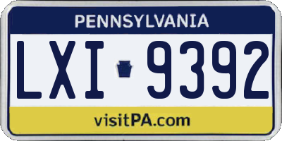 PA license plate LXI9392